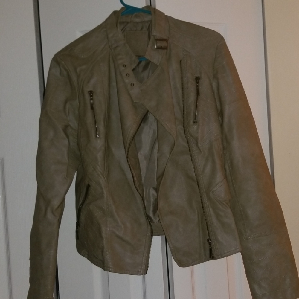 Faux leather jacket asymmetrical zipper